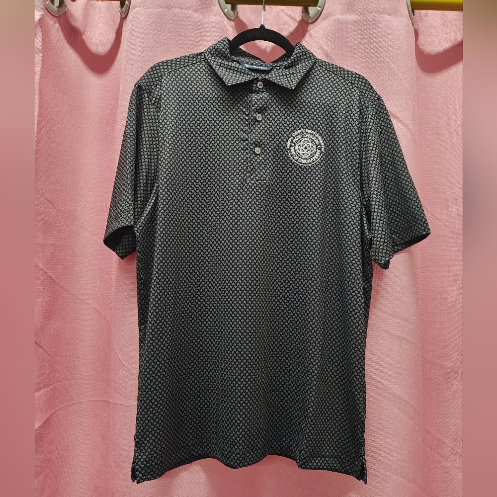 Cutter & Buck NWT Black Geometric Golf Polo Sz M